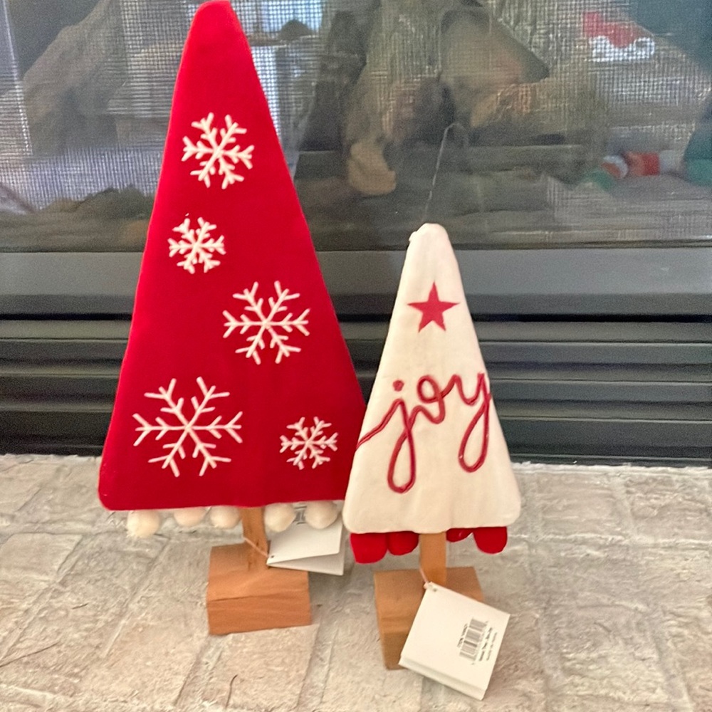 NWT Primitives by Kathy Velvet Set of 2 Trees